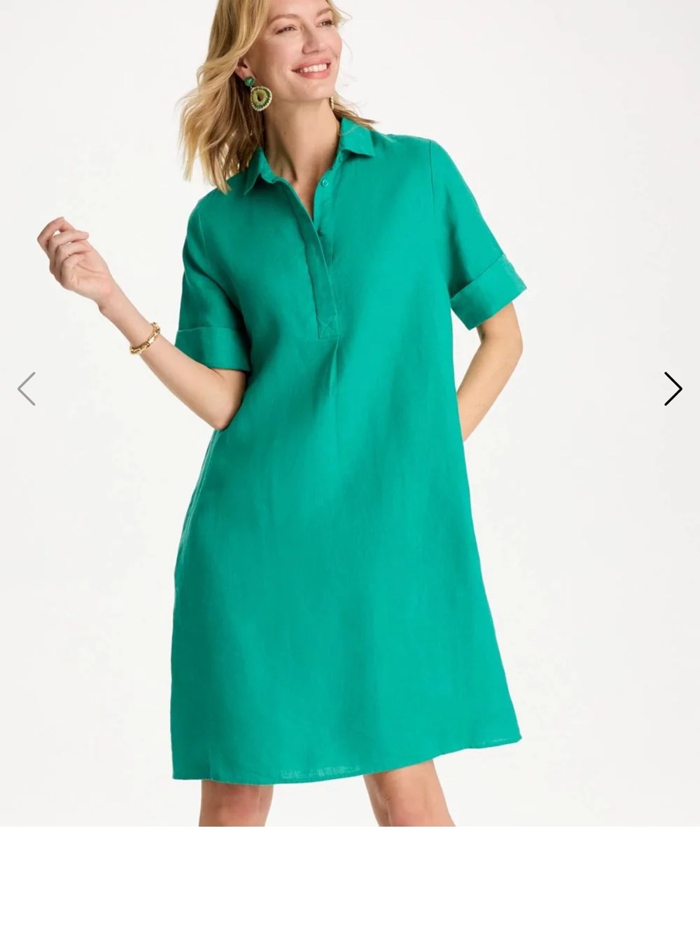 Chico's Bright Green Linen Popover Dress